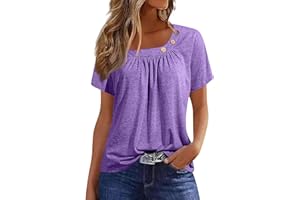 COTECRAM Summer Tops for Women 2024 Trendy Casual Long/Short Sleeve Asymmetric V Neck Button Blouses Dressy Western Shirts