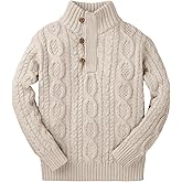 Kingdenergy Kids Sweaters Boys Turtleneck Button Up Cable Knit Winter Warm Long Sleeve Fall Pullover Sweater Tops