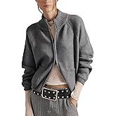 Gnveub Zip Up Sweaters for Women Long Sleeve Chunky Knit Sweater Jackets Cropped Cardigans Outerwear Coats with Pockets