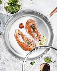 Bakpoco Tri-Ply Stainless Steel Pan with Lid, 12