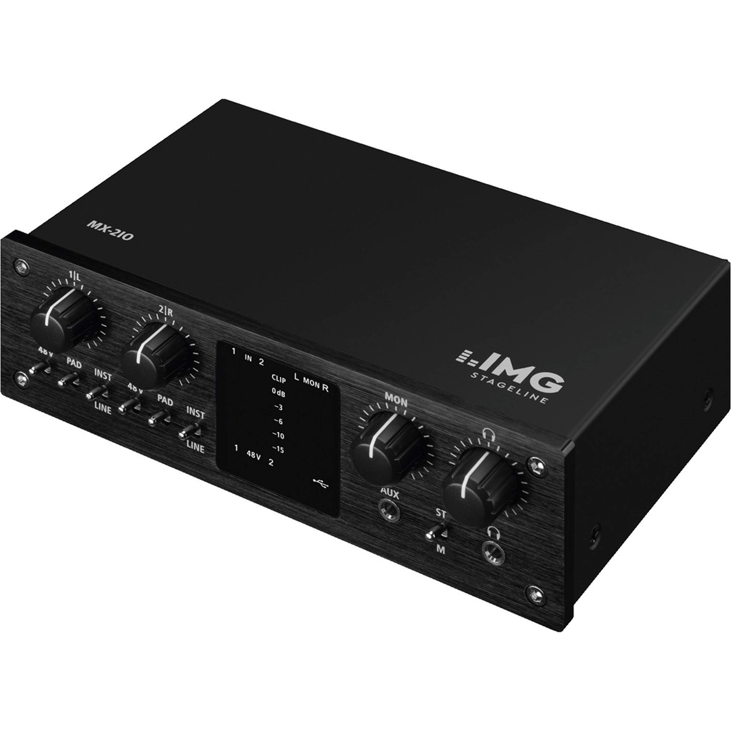 IMG MX-2IO 2-Channel USB Audio Recording Interface, Black, Full Duplex USB Port for Simultaneous Recording, Playback and Mixing