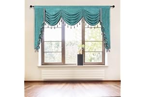 ELKCA Thick Chenille Window Curtains Valance for Living Room Luxury Turquoise Valance for Bedroom (W79,1 Panel)