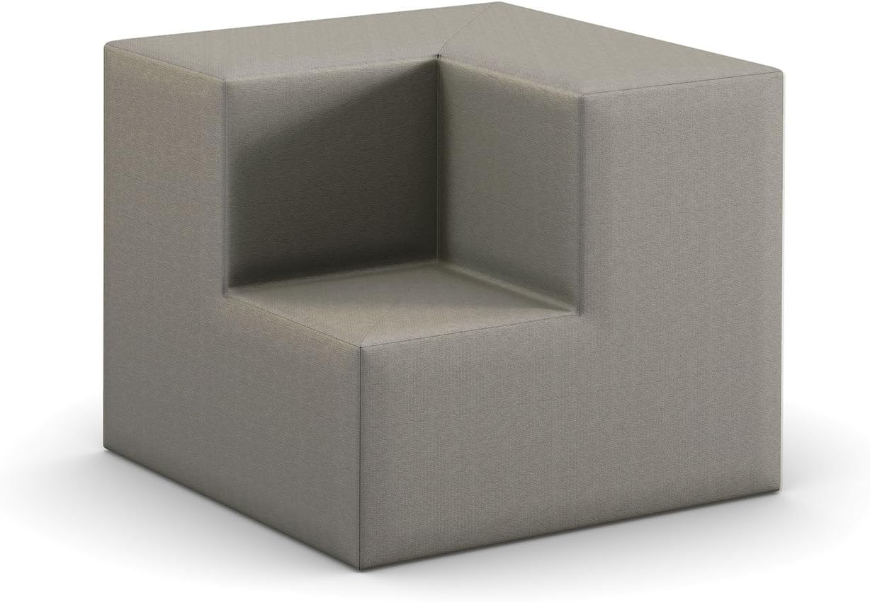 HPFi Flex Tiered Lounge Seating, Single 2-Tier Inside-Facing Corner Seat, Fully Upholstered, Adjustable Glides, Gangable - 41"W x 41"D x 35"H (Ink)