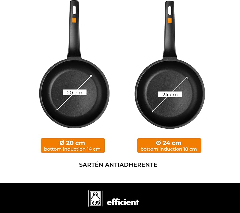 Efficient | Set 2 sartenes 20-24 cm, aluminio fundido con antiadherente