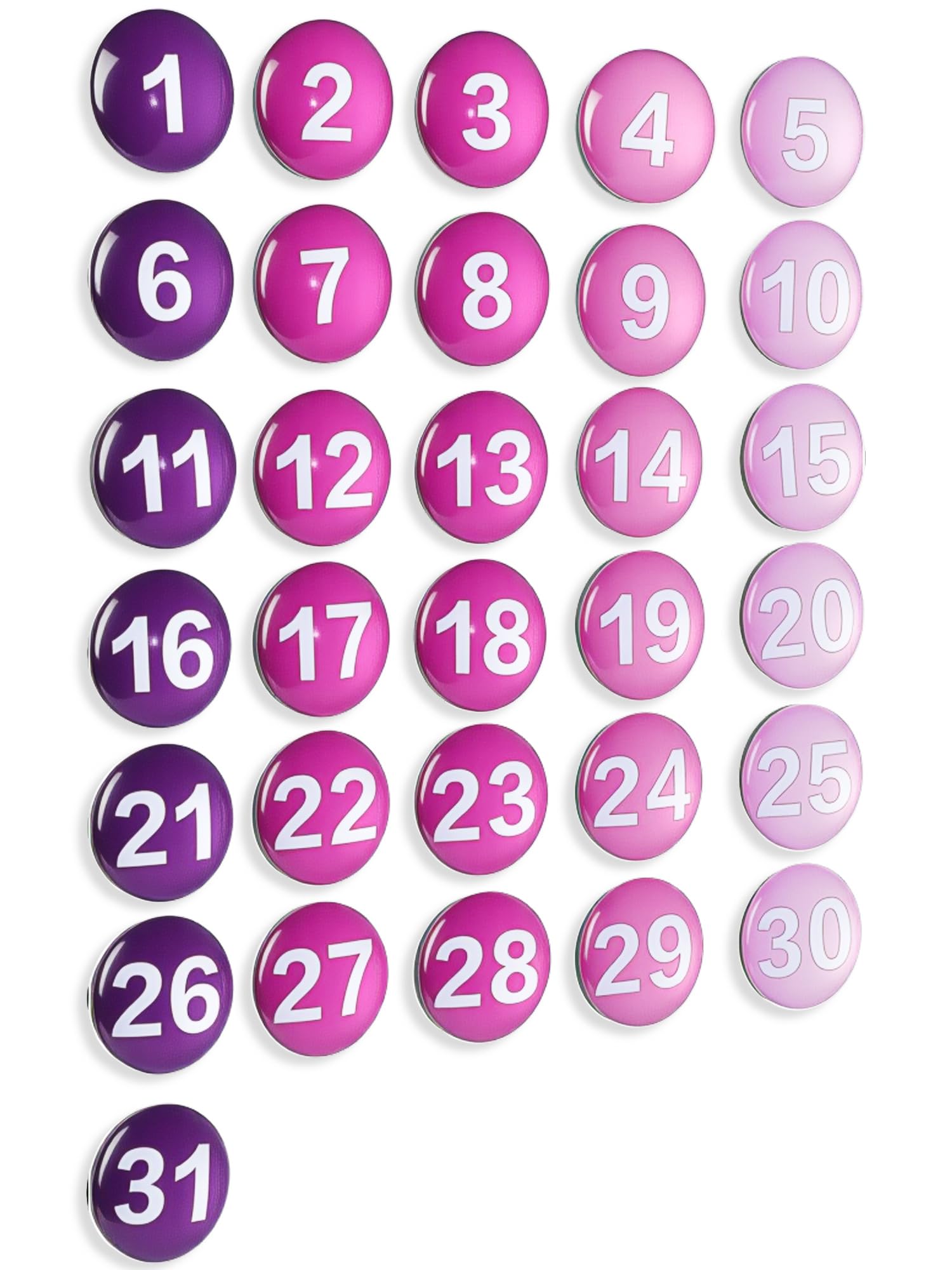 Photo 1 of 1-31 Magnetic Numbers Colored Glass Calendar Magnets for Whiteboard Dry Erase Board Fridge Schedule Refrigerator(Purple,1.38",Numbered)