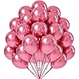 FOTIOMRG Metallic Pink Balloons 12 inch, 50 Pack Chrome Pink Latex Party Balloons Helium Quality for Birthday Graduation Baby Shower Wedding Bridal Shower Engagement Party Decorations