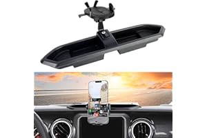 Migaven Phone Mount Compatible with Jeep Wrangler Accessories 2018-2022 JL JLU Dash Tray Random Phone Holder with Storage Box, Don't for Oil-Electric 4xe