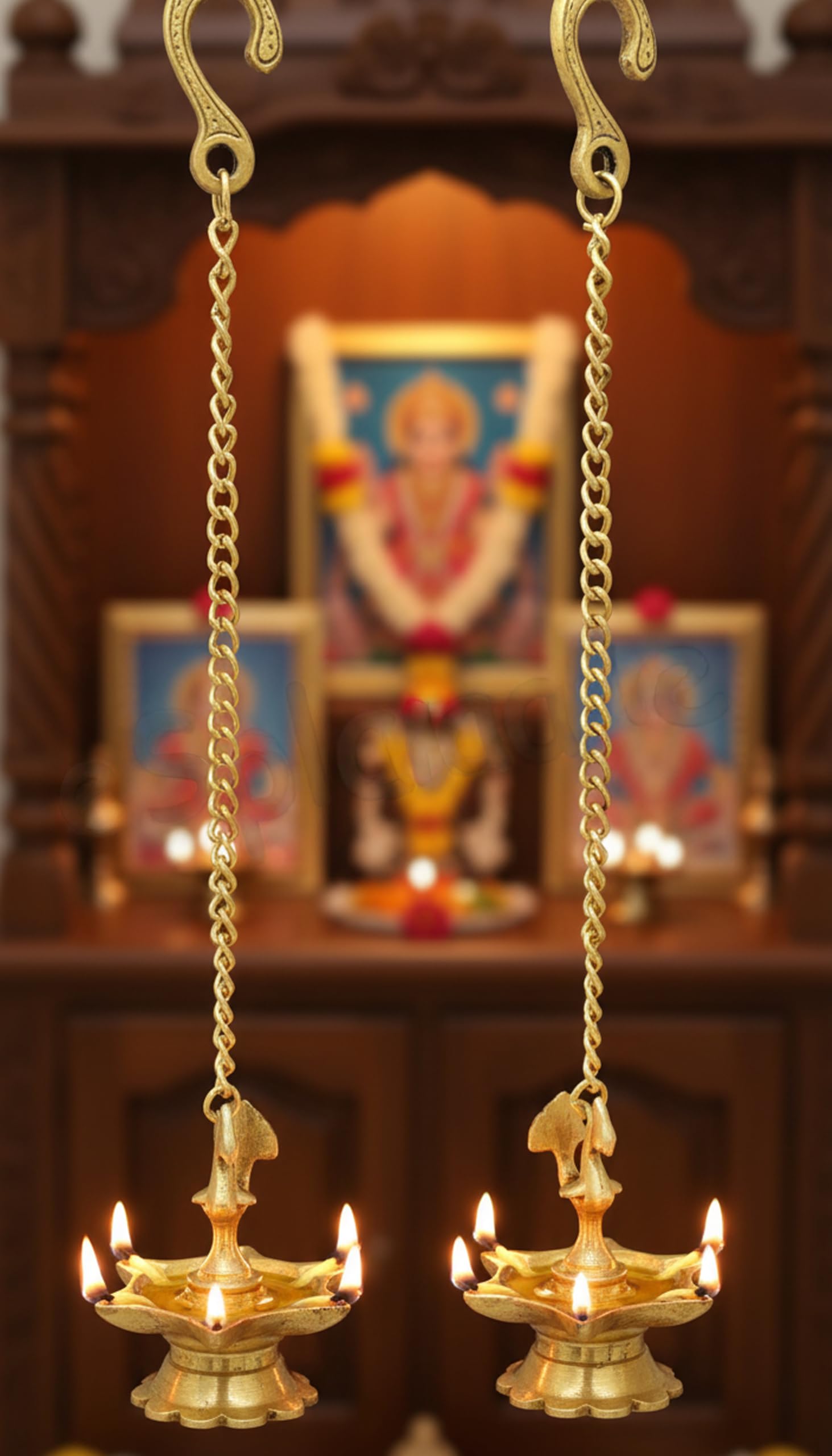 eSplanade - Wall Hanging Oil Lamps | Brass Diya Deepam Lamps Kuthu Vilakku | Home Decor | | Brass Decor (Peacocks)