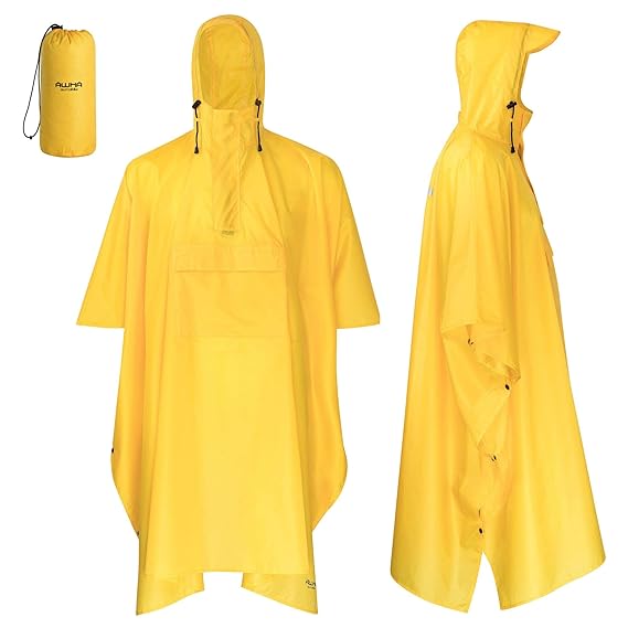 AWHA Regenponcho Unisex – der extra Lange Regenschutz mit Reißverschluss und Brusttasche
