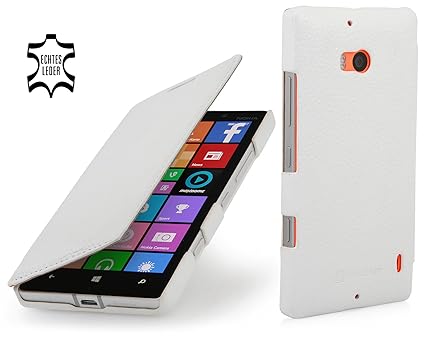 StilGut Book Type Case, Tasche Hülle aus Leder für Nokia Lumia 930, weiß