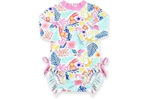 BesserBay Baby Girl's UPF 50+ Sun Protection Swimsuit One Piece 3/4 Sleeve Rash Guard 0-36 Months