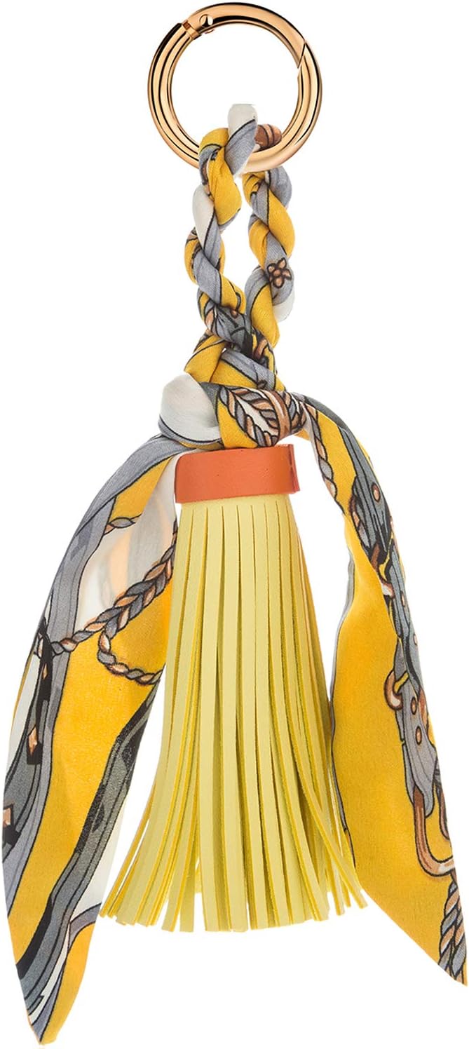 JOUDOO Tassels Keychain with Silk Ribbon for Handbag Purse Backpack Phone Hanging Pendant Keyring GJ021