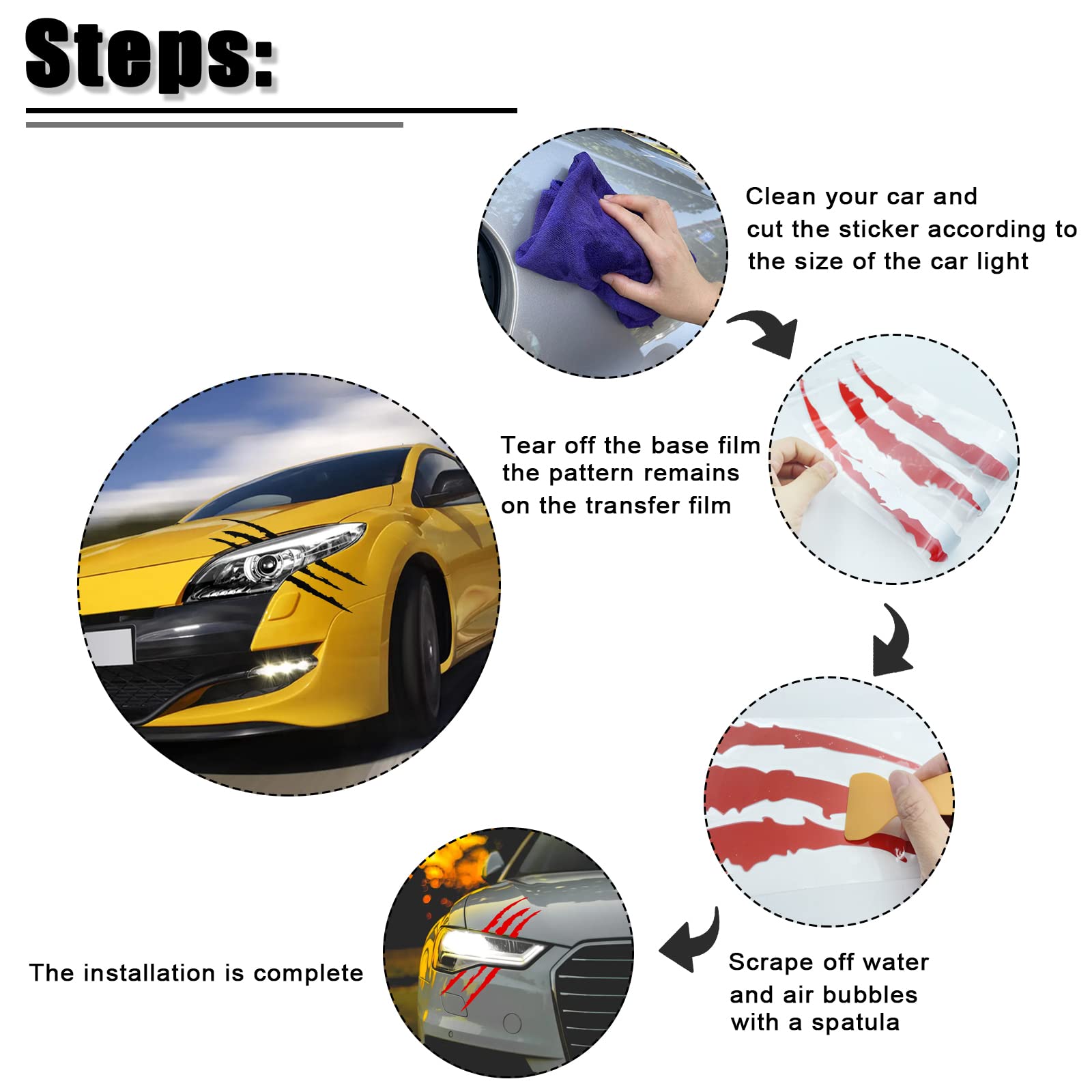 Mua Claw Marks Decal, Car Sticker-Universal, Headlight Car Sticker, Car ...
