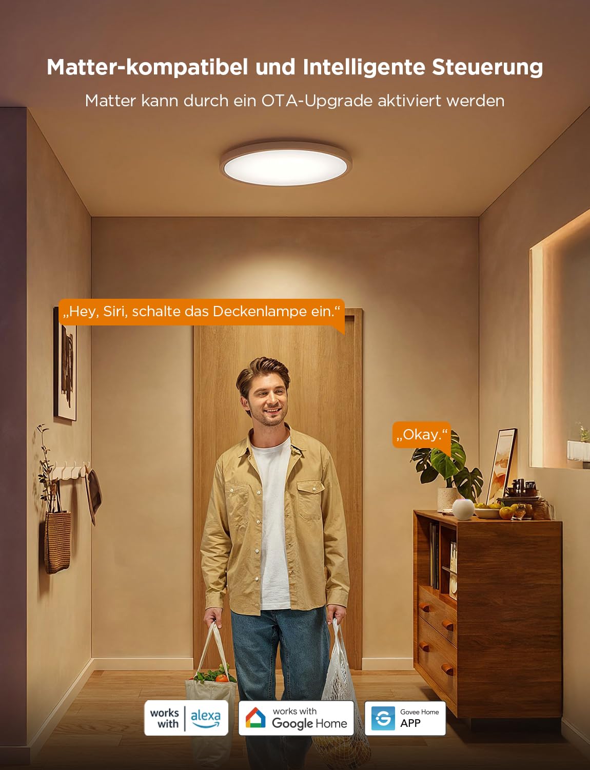 Govee Deckenleuchte RGBIC Smart, 24W Ø30cm Led Deckenleuchte dimmbar, Deckenlampe Led mit 16 Millionen DIY Farben, Kompatibel mit Alexa & Google Assistant, für Schlafzimmer 4
