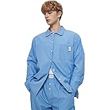 7 VEILS Mens Natural Lyocell Cotton Long Sleeve Pajamas Set Button Down Loungewear Sleepwear Striped Pjs Set