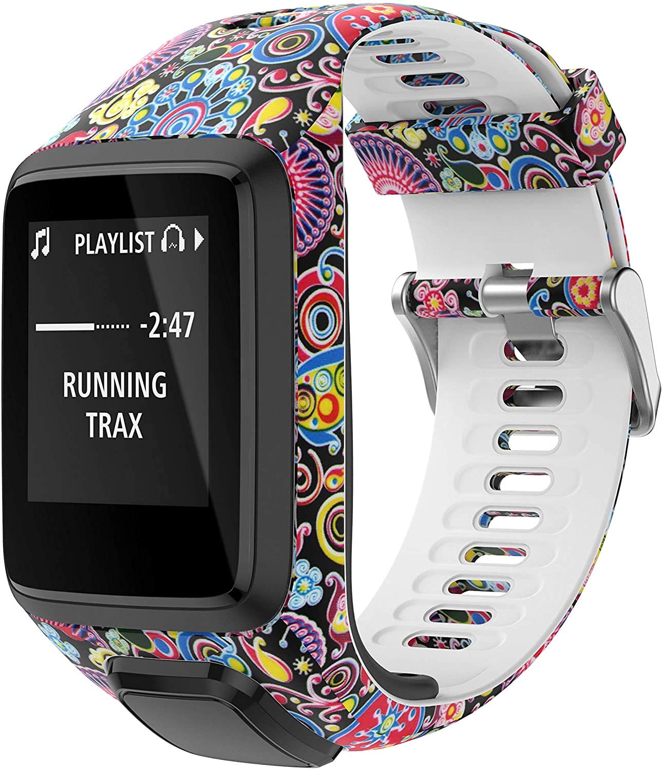 Axcellent Bands for Tomtom Runner 2/3 Strap,Compatible with Spark 3/Golfer2/Adventurer,Rubber Printed Replacement Band-GPS Smart Watch Accessories