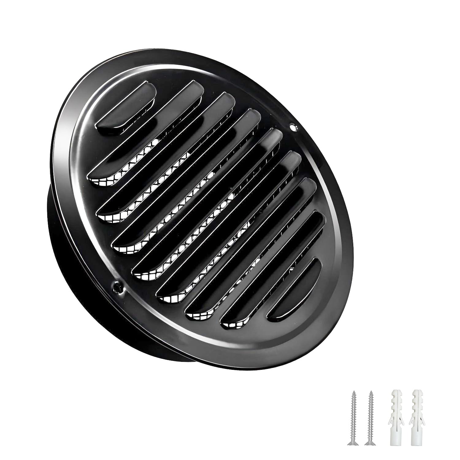 Qrity 1 PCS 304 Stainless Steel Air Vent Cover Ventilation Cover, 80mm Air Ventilation Duct Cover, Round Wall Vent Outlet with Insect Mesh, Air Vent Grille Cover, Black