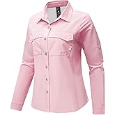 Haimont Women's Travel Hiking Fishing Button Down Shirt, UPF 50+ UV Long Sleeve Sun Shirts for Outdoor Camping Sailing