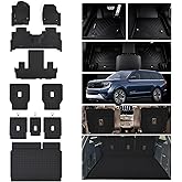 MJBYMAT Floor Mats for 2025 2026 Ford Expedition 7 Seats 2nd Row Bucket Seats (Not for Max) & Trunk Mat & Backrest Mat,TPE All Weather Protection 2nd & 3rd Row Backrest Mats Full Set Accessories