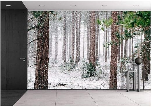 Amazon Com Wall26 Pine Trees Covered With Snow Removable Wall Mural Self Adhesive Large Wallpaper 66x96 Inches Home Kitchen