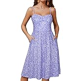 YIOYOLA Sundresses for Women 2025 with Pockets Sleeveless Spaghetti Strap Aline Summer Dresses