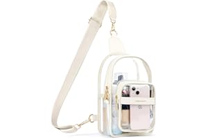 ZIOSINM Clear Bags for Women, Crossbody Stadium Approved Bag with Adjustable Strap (Beige)