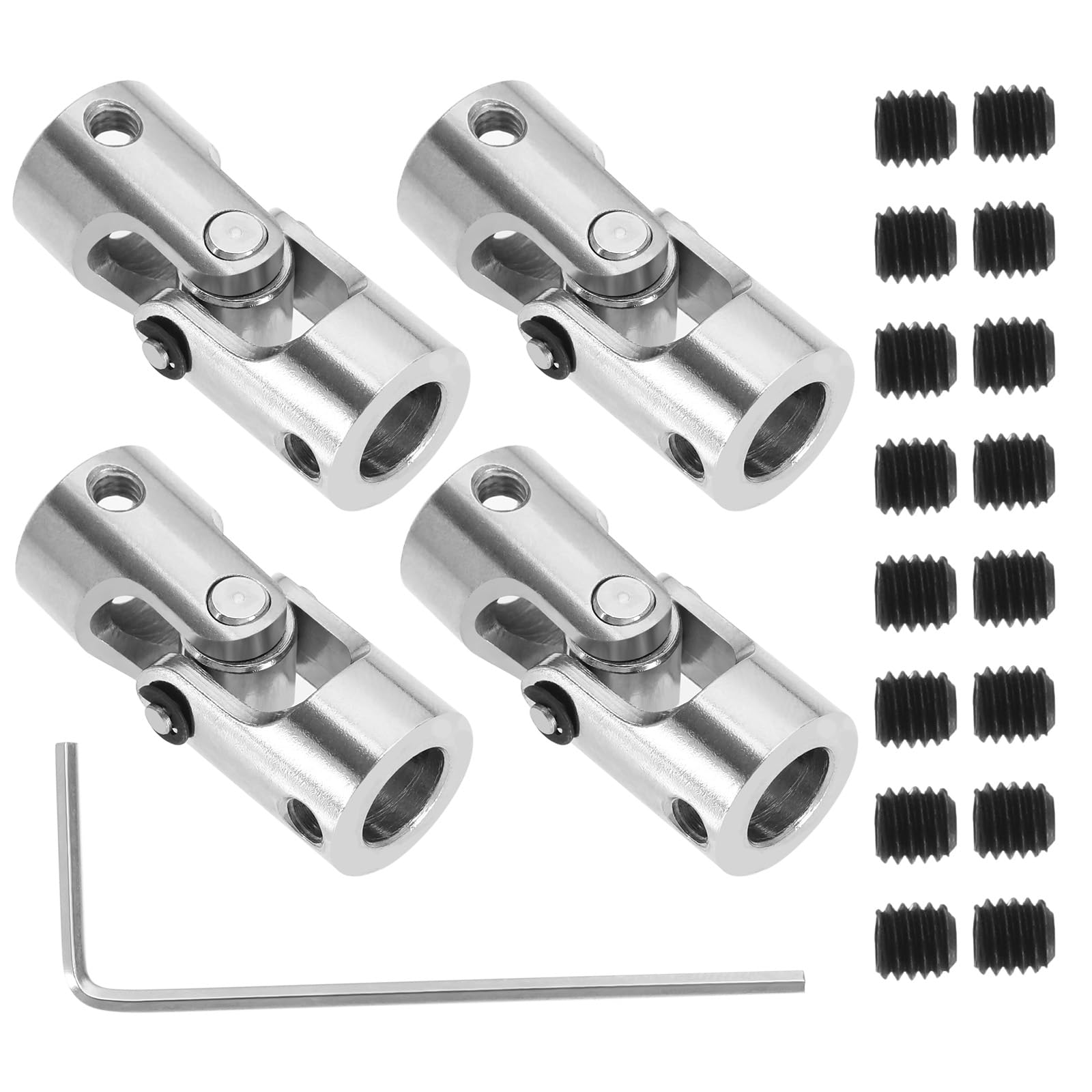 SG Store 4Pcs 8mm to 8mm Metal Shaft Coupling Universal Joint Shaft Coupling Flexible Coupling Connector Accessories for Model Car Ships Robots