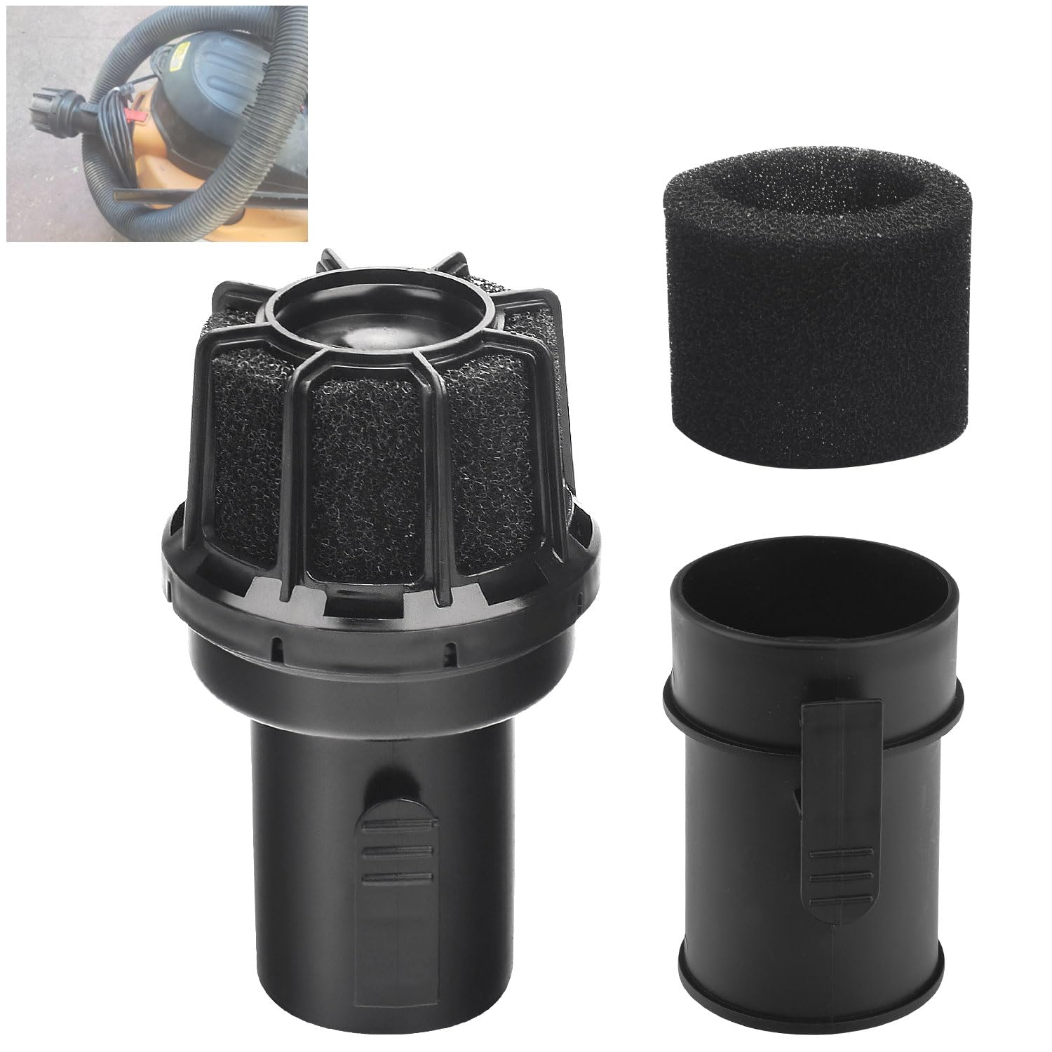 Photo 1 of DECKMAN WS25025A VT2525 Wet/Dry Vacs Vacuum Muffler Diffuser - 2-1/2-Inch Diffuser Shop Vacuum Attachment for Most Shop Vacuums - Reduces Blown Debris and Dust - Black