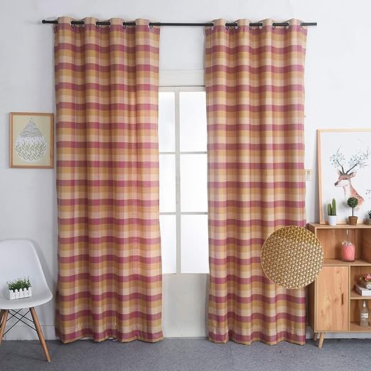 Amazon Com Nauxcen 100 Cotton Plaid Curtains 52 X 96 Inch 2