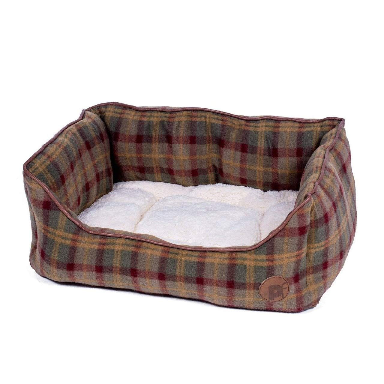 Petface Country Check Square Dog Bed, Small,22 x 42 x 50 cm