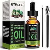 ETRONG Organic Castor Oil 10 ml with Eyebrow & Eyelash Brush Set
