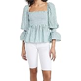 Cinq a Sept Womens Adly Top, Green/White, XL