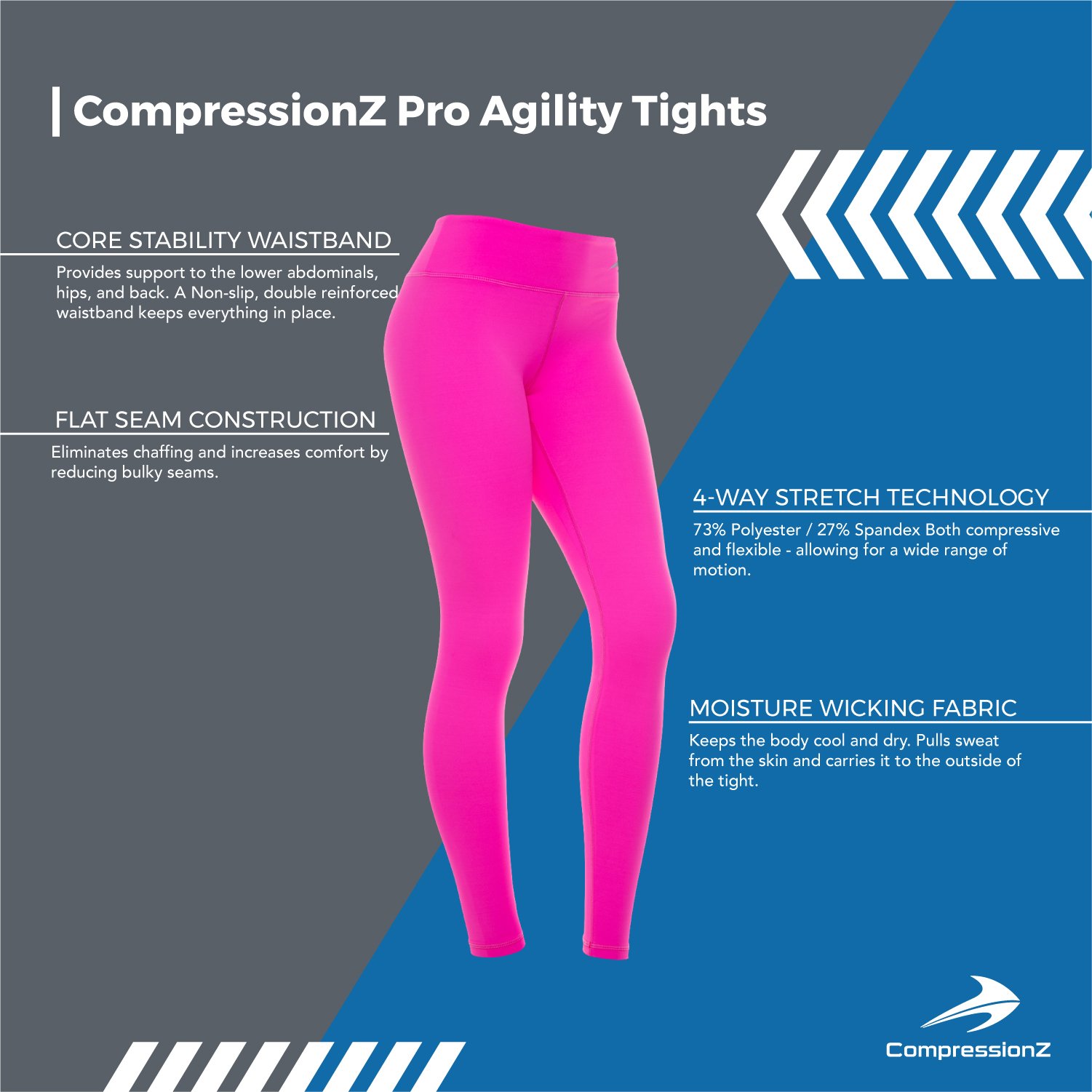 CompressionZ Women's Compression Pants (Pink L) Best Full Leggings
