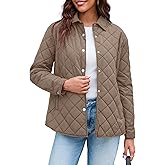 Grlasen Womens Lightweight Quilted Jacket Fall Button Down Puffer Jackets Loose Fit Stand Collar Warm Coats Outerwear