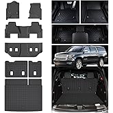 MJBYMAT Floor Mats for 2015-2020 Chevy Chevrolet Suburban/GMC Yukon XL 7 Seats (Not for Yukon) (2nd Row Bucket Seats) & Cargo Mat & Backrest Mat,TPE All Weather Protection Full Set Accessories