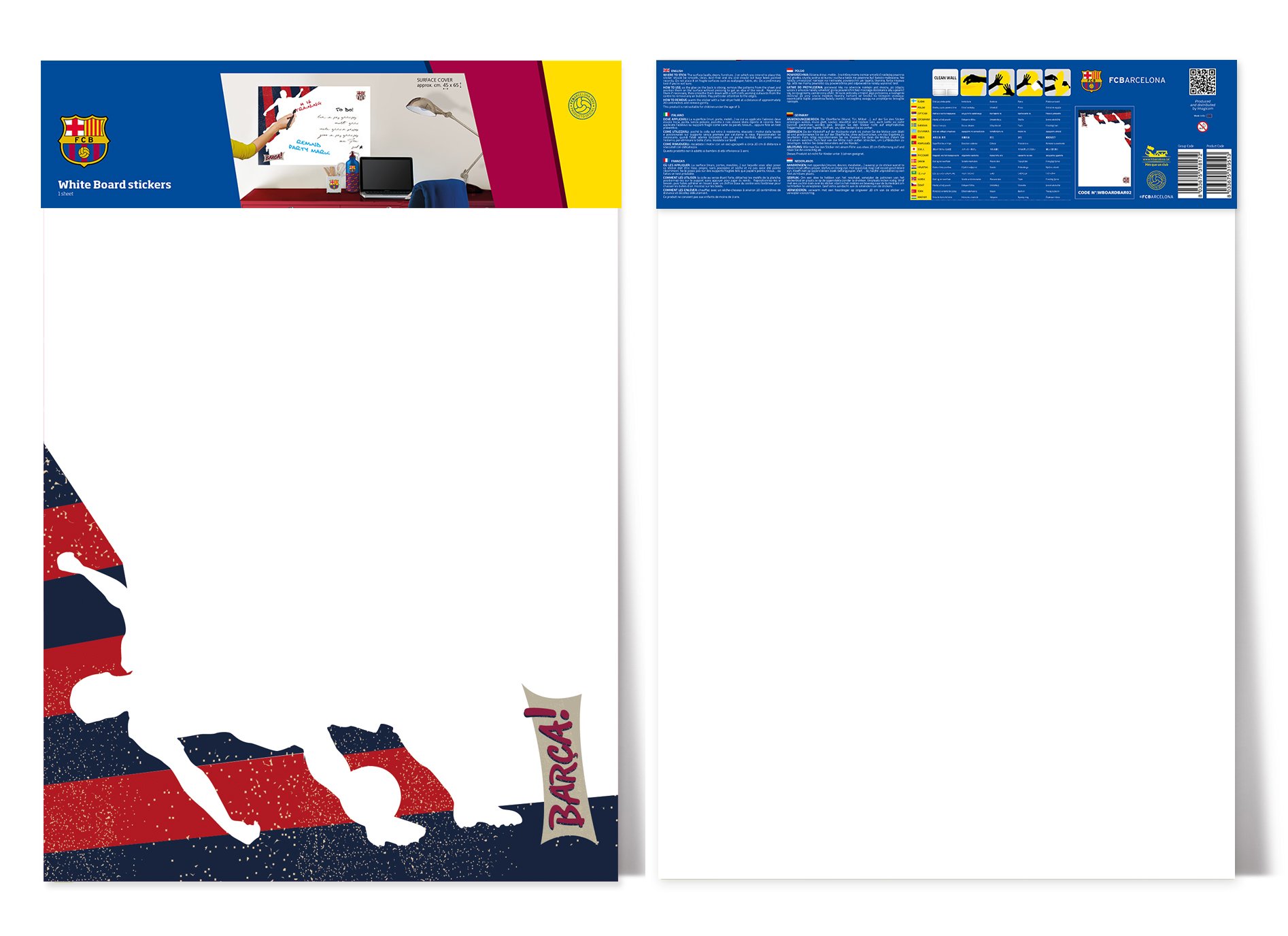 Imagicom boardwbar02 Chalkboard, Model Players Barcelona, PVC, White, 0.1 X 49 X 68.5 cm