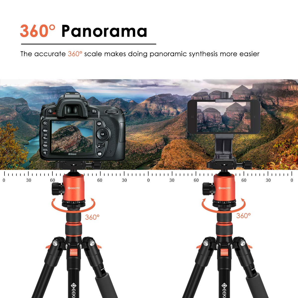 Geekoto 58" Ultra Compact and Lightweight Aluminum Tripod