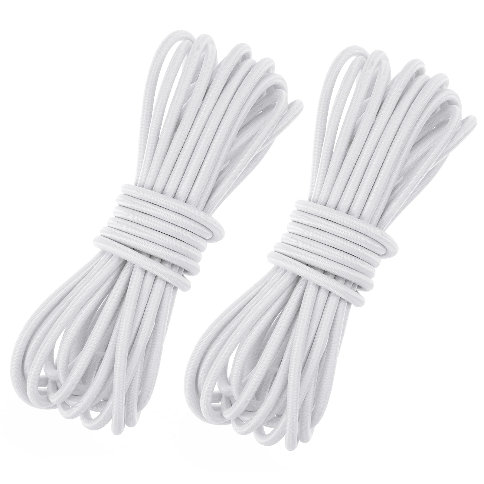 Fantasyon 2PC 4MM White Elastic Cord 10 Meter 4mm Elastic String Bungee Cord Round Stretchy Cord Bungee Rope Multifunctional Drawstring Elastic