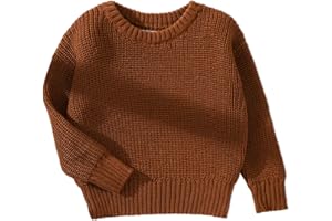 PATPAT Baby Girls Boys Newborn Sweater Crewneck Pull Over Knit Solid Long Sleeve Fall Winter Clothes