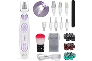 PELCAS Electric Toenail Grinder for Thick Toenails, Cordless Nail Drill, 5 Speeds Manicure and Pedicure Kit with LED Light, Electric Nail File for Human, Pet, Thick Toenails, Natural & Acrylic Nails