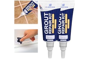 KCUT Beige Tile Grout Repair Kit, 2Pcs Grout Filler Tube & Grout Removal Scraper - 6.35oz large Capacity Tile Grout Repair Paint for Renew and Repair Bathroom Shower Kitchen Bedroom Floor Tile Gaps