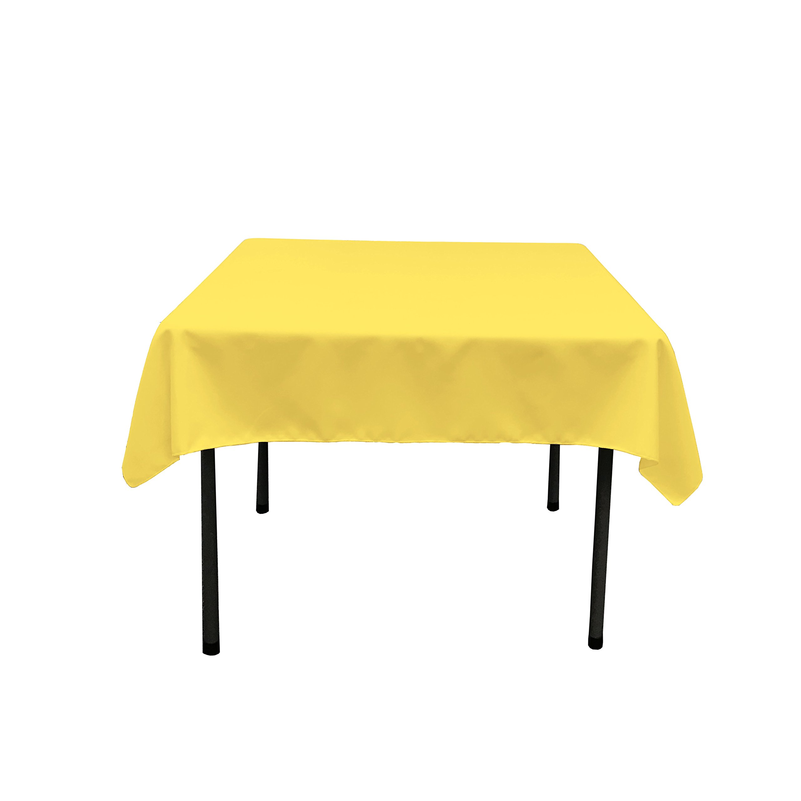 LA Linen Polyester Poplin Square Tablecloth, 52 by 52-Inch, Light Yellow, 132 x 132 x 0.04 cm — image 1