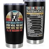 DECZHIYU Boston Terrier Gifts for Women - Christmas Birthday Gifts for Boston Terrier Dog Lovers - Dogs Mom Dad Owner Gift Ideas - 20oz Insulated Tumbler with Lid for Home Office Outdoor Use