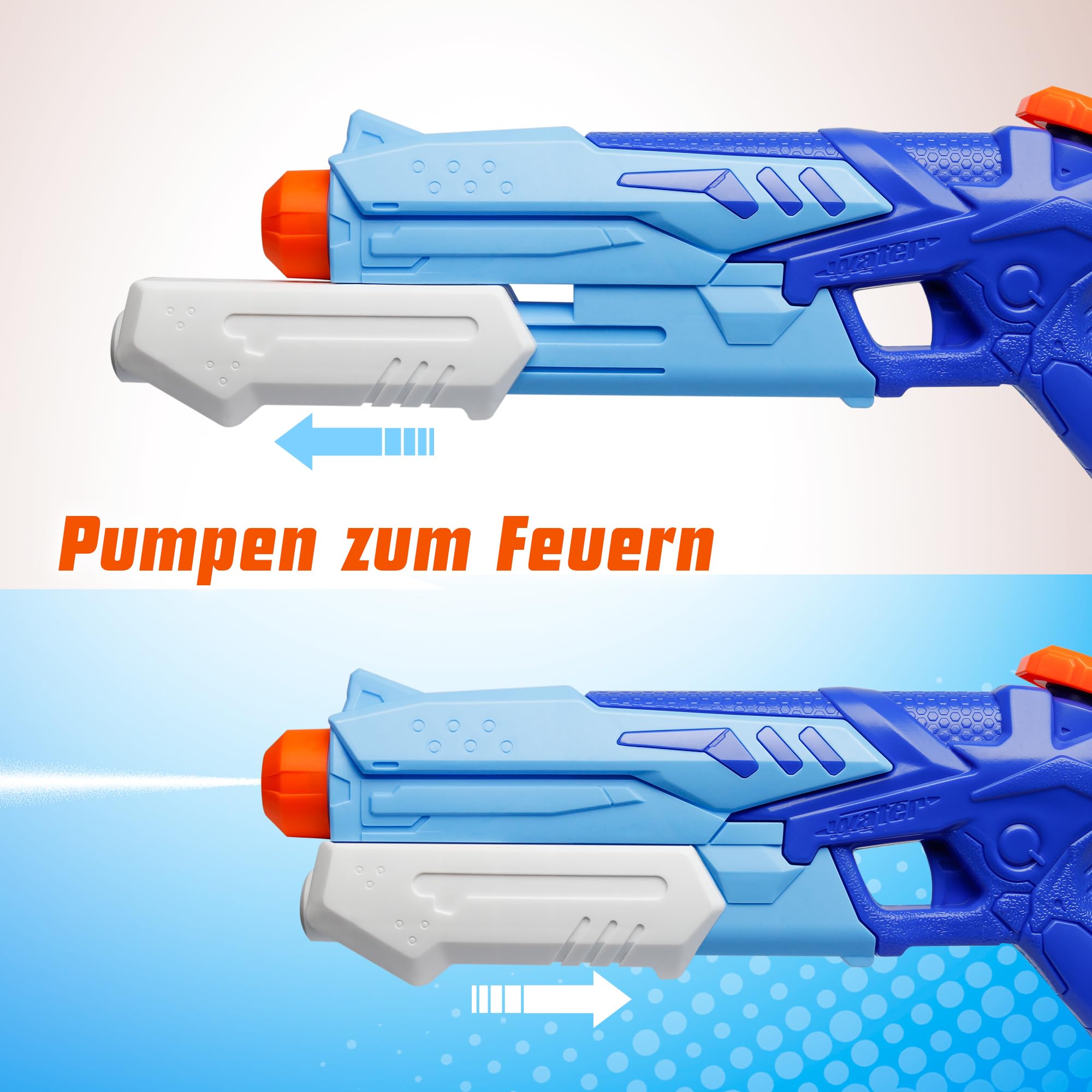 D-FantiX Wasserpistole für Kinder Erwachsene, 2 Stück Wasserpistolen 300ML Super Squirt Guns Wasser Soaker Blaster Große Reichweite bis zu 10 Meter Wasserspritzpistole Spritzpistole für Sommer 5