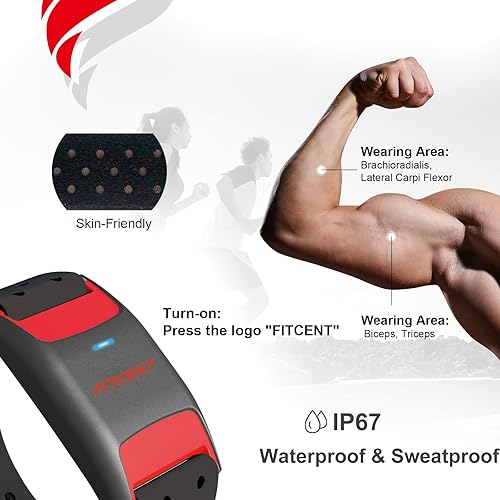 FITCENT Heart Rate Monitor Armband, Bluetooth ANT+ Optical Heart - Main Image