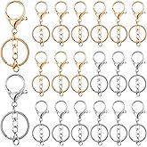 20Pcs Lobster Clasps Swivel Hooks Lobster Clasp Swivel Trigger Clips with Flat Split Keychain Ring Keychain Clip Hooks Claw Clasps for Jewelry DIY