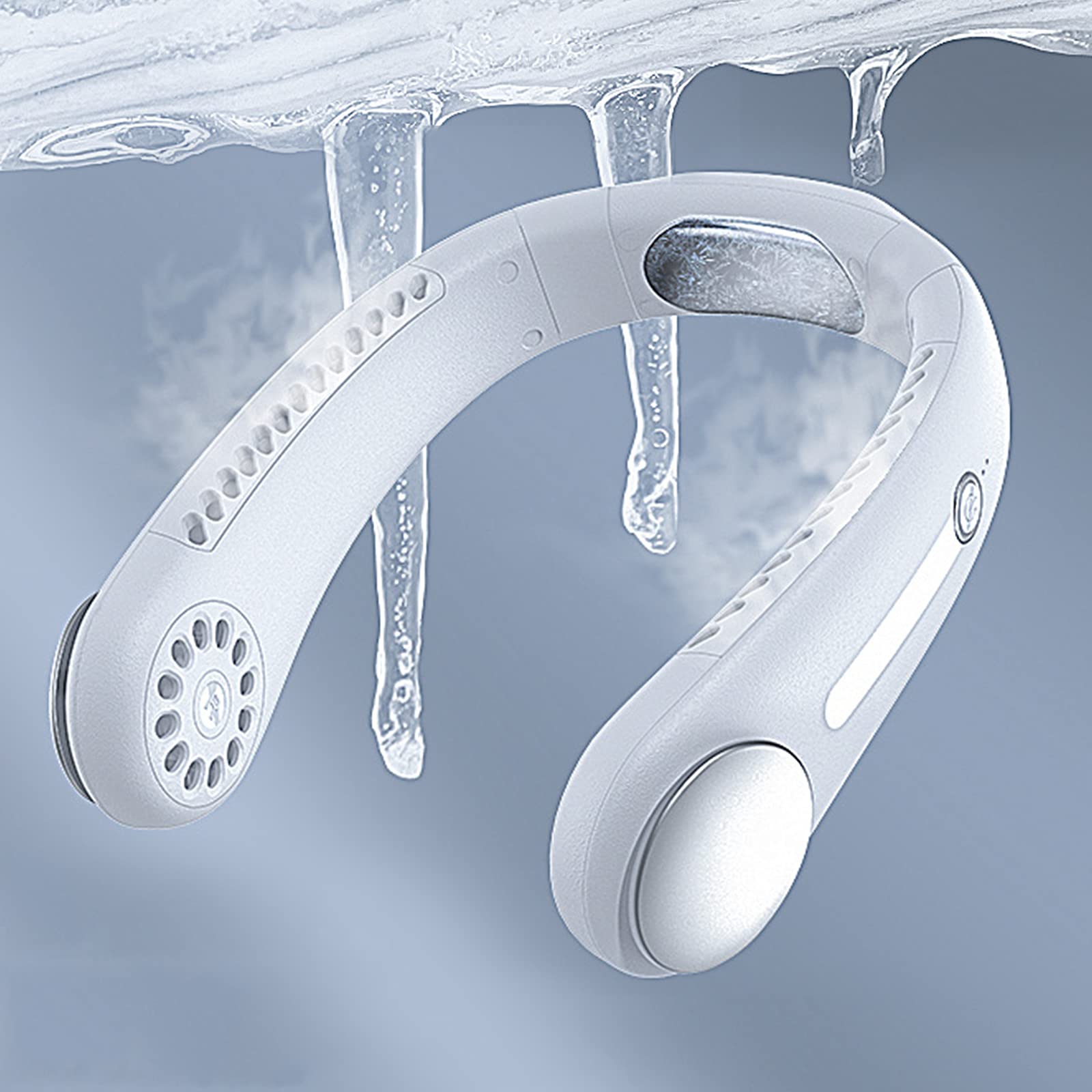 [Instant Cooling] Personal Air Conditioner Neck Fan Built-in Refrigerating Chip Wearable Cooling Fan with 360° Wind Outlets Portable Bladeless Neck Fan for Hot Flashes