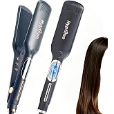 HYPTIME 2 Inch Titanium Ceramic Flat Iron, LCD Temp Control 150-500&deg;F, Fast Heating Dual Voltage Hair Straightener for Women, Thick Coarse Curly Hair Anti-Frizz Salon Styling Tool