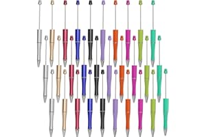jiebor 30Pcs Beadable Pens Plastic Bead Ballpoint DIY Cute Cool Pens Black Ink for Students Teacher Women Men Bridal Graduation Gift Office School Supplies
