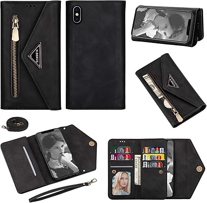 Amazon 最新版 Iphone 10ケース財布型iphone Xケースiphone Xsカード収納 ストラップ付きスタンド機能 人気可愛女性 手帳型 肩掛け 首かけ 斜めがけ ショルダー クロスボディメッセンジャーバッグ 三つ折封筒型カバー Myh アイフォン10 X Xs 5 8インチかわいい